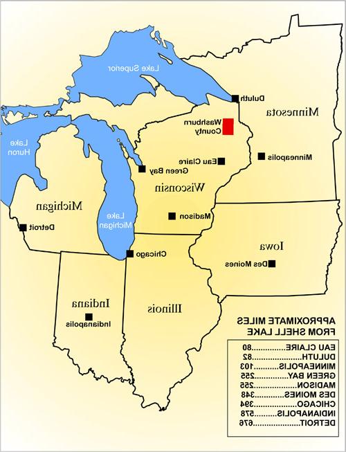 Map of Washburn County Wisconsin